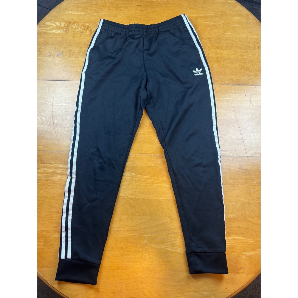 Adidas Originals Mens Black White 3 Stripe Trefoil Track‎ Pants Joggers Size M